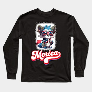 4th Of July Patriotic Lemur Merica Long Sleeve T-Shirt